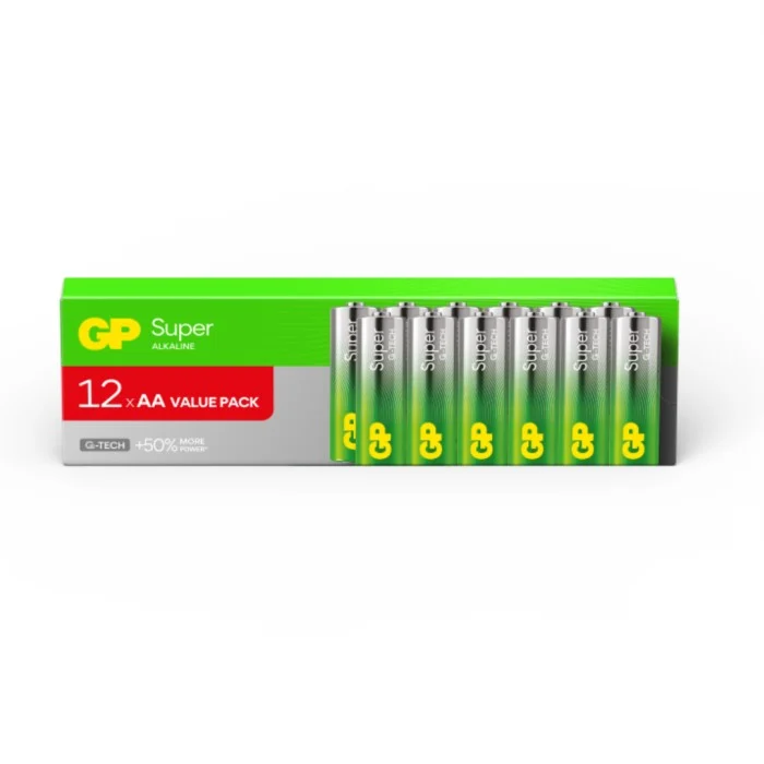 GP Super Alkaline Battery, Size AA, 15A/LR6, 1.5V, 12-pack
