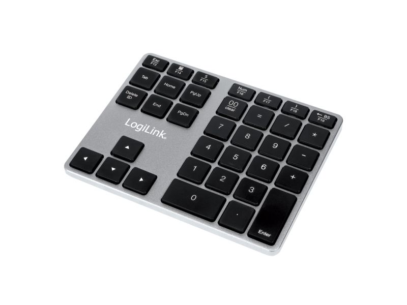 Numeriskt tangentbord LogiLink Keypad, Bluetooth, 35 tangenter, aluminium - Rymdgrå