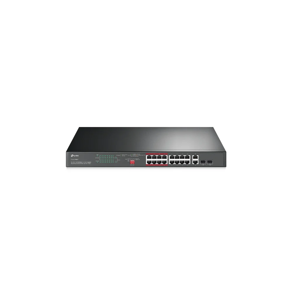 TP-Link TL-SL1218MP 16-Port 10/100 Mbps + 2-Port Gigabit Rackmount Switch med 16-Port PoE+