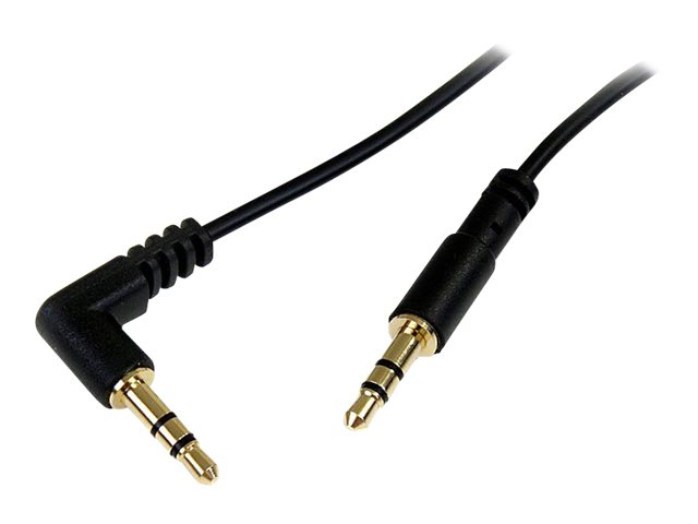 StarTech.com 0,3 m (1 fot) högervinkel 3,5 mm ljudkabel - 3,5 mm smal ljudkabel - högervinkel - hane/hane - Aux-kabel (MU1MMSRA) - Ljudkabel - minifonstereo 3,5 mm hane till minifonstereo 3,5 mm hane - 30 cm - svart - högervinkelkontakt - för P/N: SV231DVGAU2A, SV431DVGAU2A