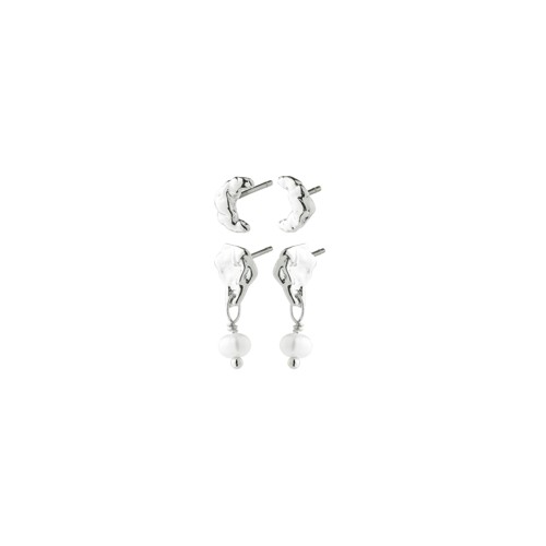 PILGRIM - ORYTH Earrings 2-in-1 Set - Silver Plated - 7 mm / 15 mm