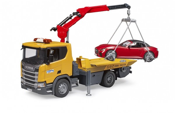 Bruder MAN TGS Dragbil med BRUDER roadster och Ljus- och ljudmodul