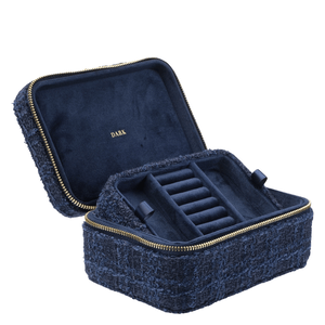 DARK Tweed Jewellery Box Dark Navy Blue