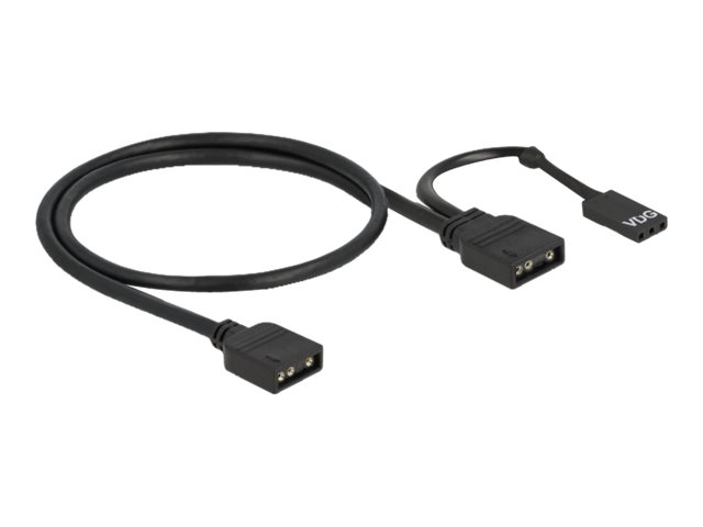Delock - RGB LED-kabel - 3-stifts ARGB (hona) till 3-stifts ARGB, VDG-kontakt (hona) - 5 V - 50 cm - svart