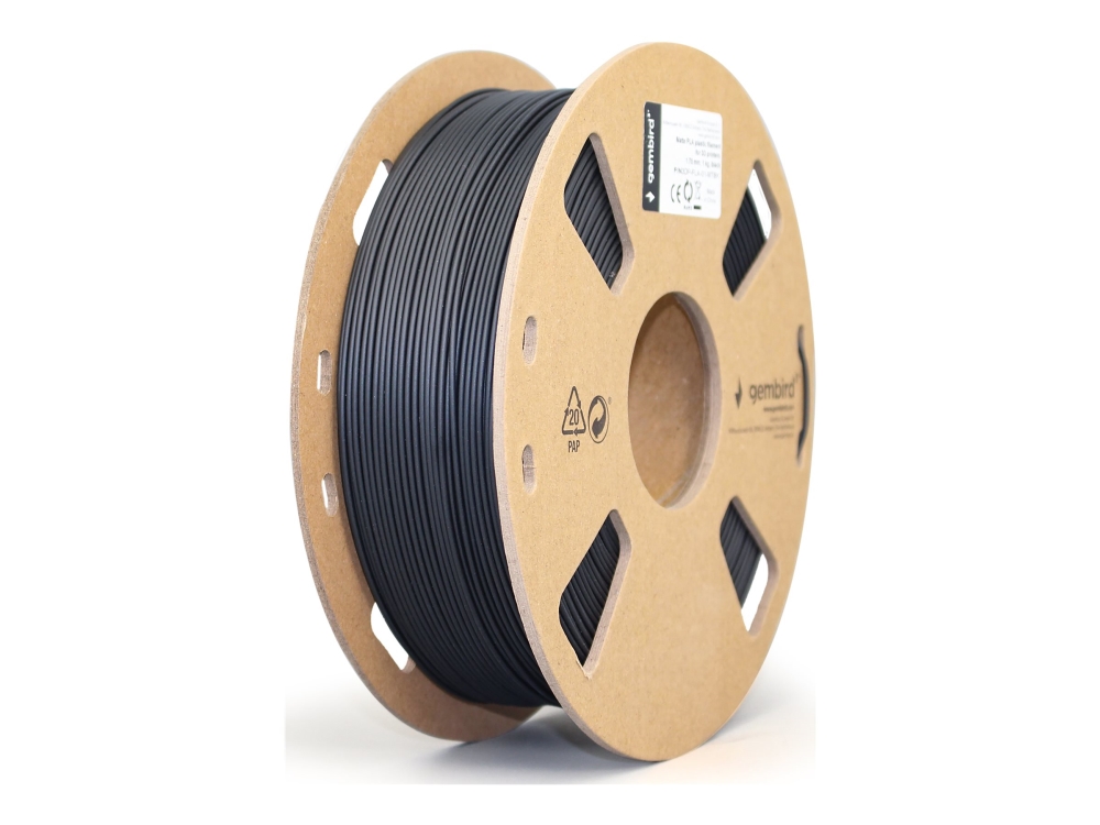 Gembird - Mattsvart - 1 kg - 340 m - färglåda - PLA-fiber (3D)