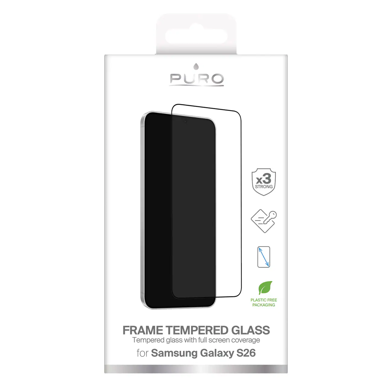 Puro Frame härdat glas för Samsung Galaxy S26 - med svart ram, bild 2