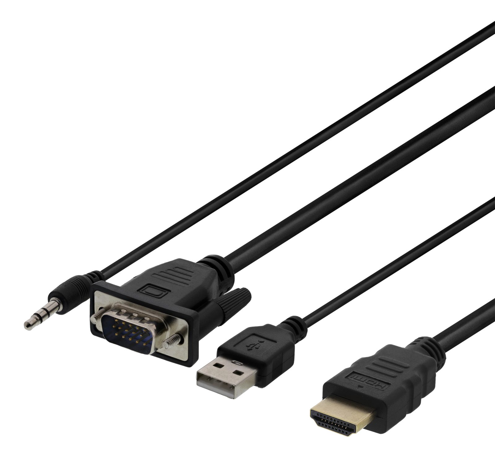 VGA- och ljudkabel till HDMI, max 1920x1080, drivs via USB, 1 meter - Svart, bild 3