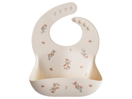 Mushie - Silicone Bib - Pink Flowers, bild 2