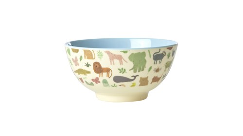 Rice - Melamine Bowl Medium 700 ml Dusty Blue Sweet Jungle Print, bild 3