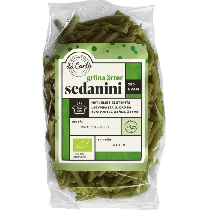 Da Carla Gröna Ärtor Pasta Sedanini 250 g