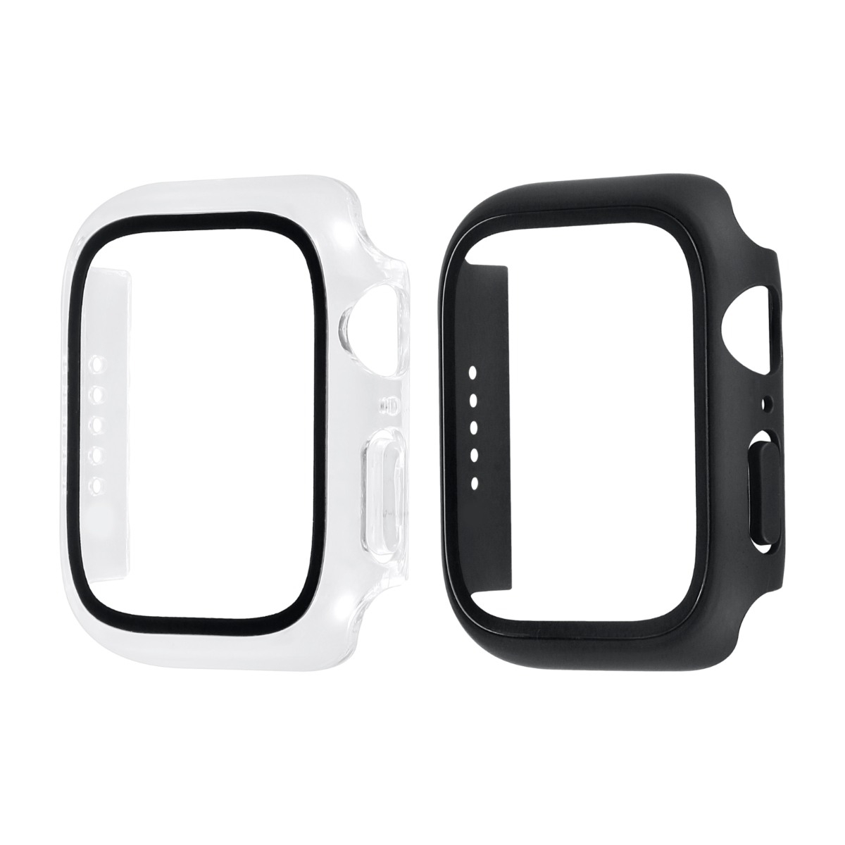 Triacle 360 skärmskyddshölje Apple Watch 7/8 45 mm 2 pack, svart/transparent