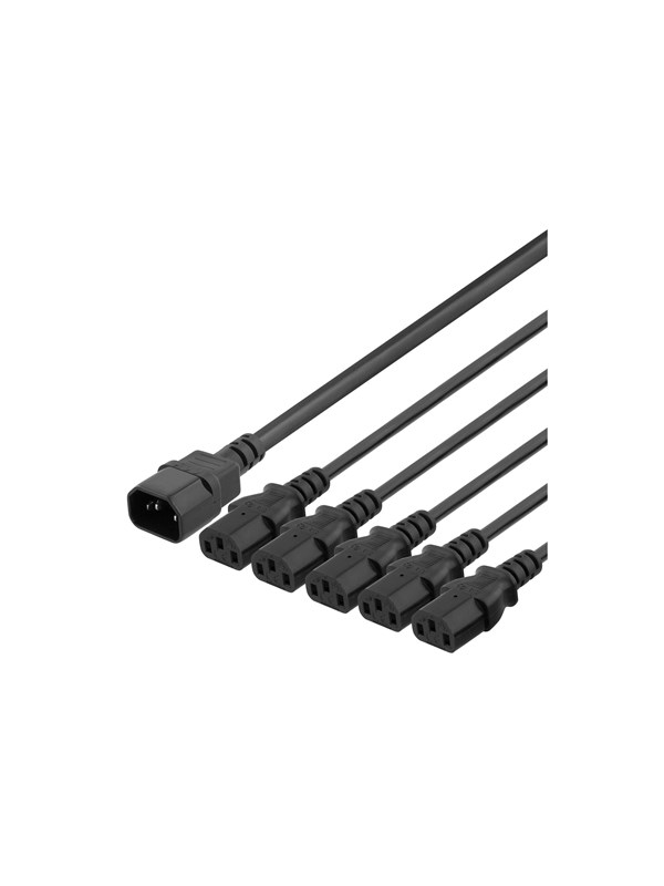 Strömkabel 3-polig apparatkabel + Y-splitter, IEC C14 hane till 5xIEC C13 hona, 2 m, bild 4