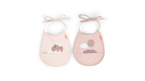 Done by Deer - Tiny pocket bib 2-pack - Happy clouds Powder - 20 x 19,5 cm, bild 3