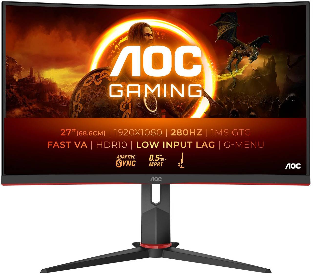 AOC Gaming C27G2Z3/BK 27" - Böjd 1920x1080 Fast VA 280Hz, bild 4