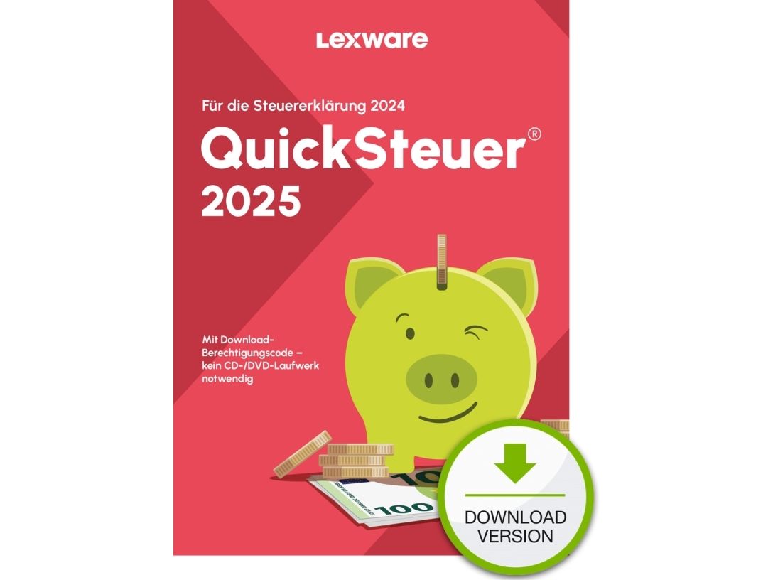 Lexware QuickSteuer 2025 Download, Skattedeklarationer, 1 licens/-er, ESD (Electronic Software Download), Tyska, Windows 11 Enterprise x64, Windows 10, Windows 11 Home, Windows 10 Education, Windows 11 Pro,...