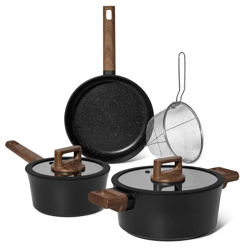 Köksset med stekpannor och kastruller 6 delar / Kokkärlsset / Grytset / Stekpanneset