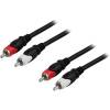 Ljudkabel stereo 2xRCA till 2xRCA, 1 meter - Svart