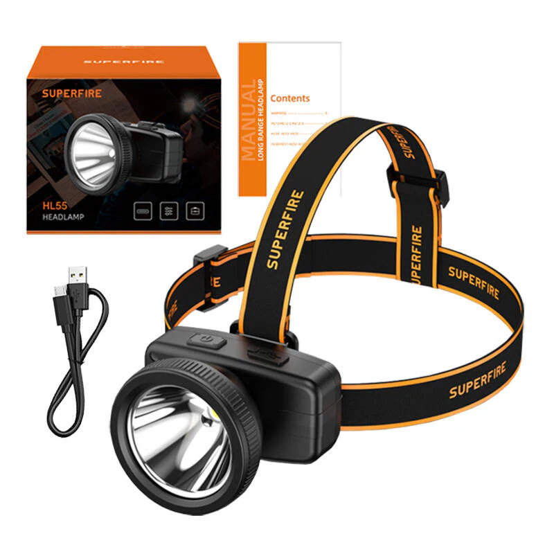 Superfire HL55 pannlampa, 150 lm, USB-C, 4 lägen, 270 m