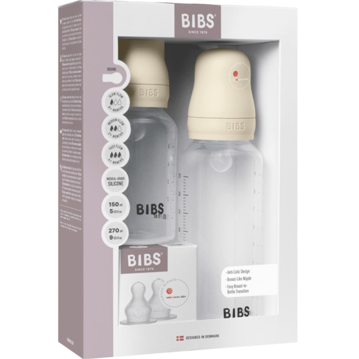 BIBS Nappflaskor PP Silikon 150/270ml Ivory 2p, 2 st