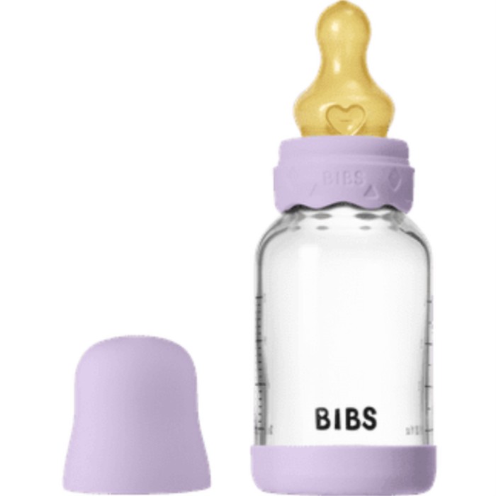 BIBS Glass Boheme Baby Bottle Round Latex 120 ml Slow Flow Violet Sky