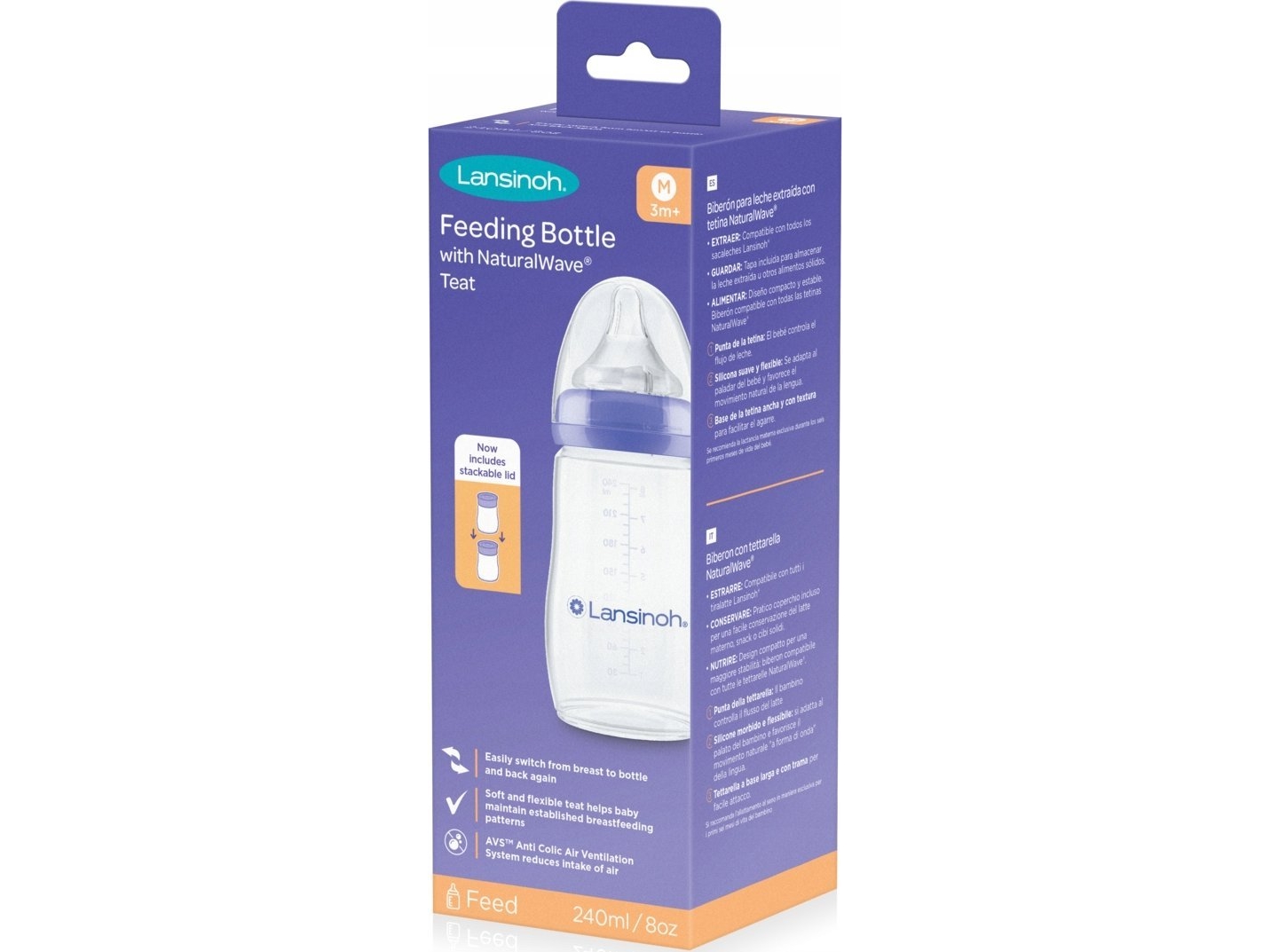 LANSINOH nappflaska 160 ml + NATURALWAVE-napp