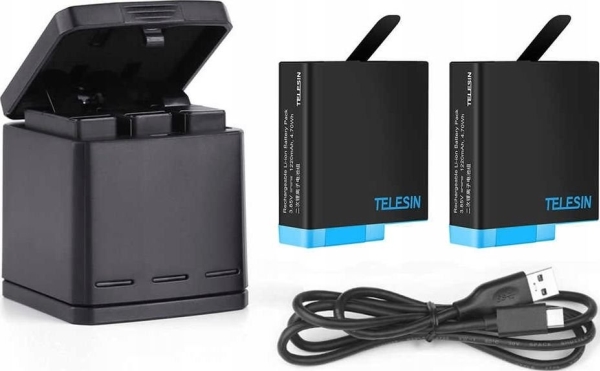 Telesin GP-BNC-801 3-kanals laddare för GoPro Hero 5/6/7/8 + 2 batterier, bild 2