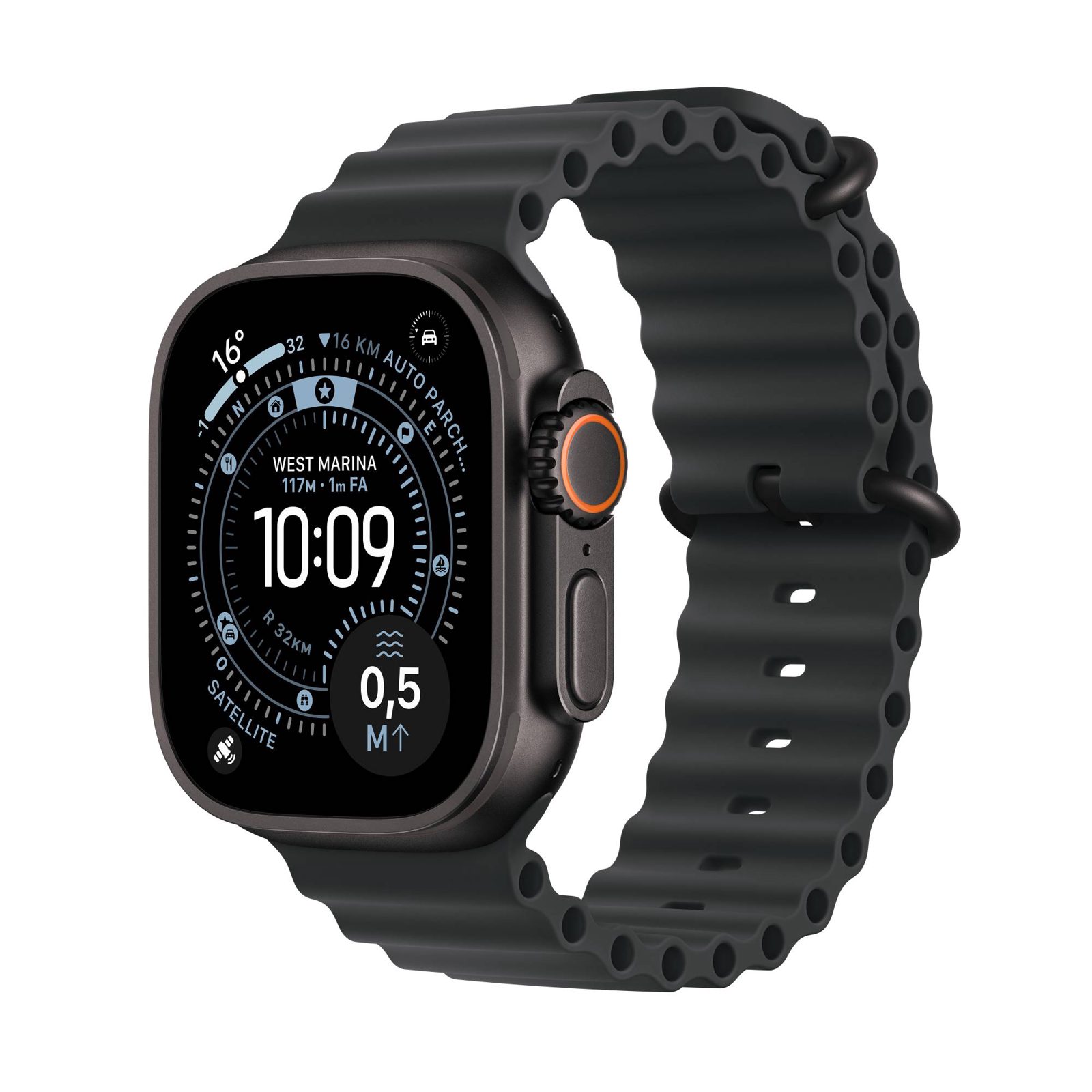 Apple Watch Ultra 3 GPS + Cell 49 mm svart titan, svart havsband, bild 4