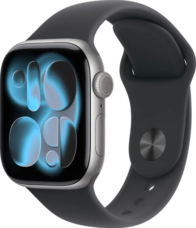 Apple Watch Series 11 GPS 42 mm rymdgrå aluminum, svart sportband - S/M