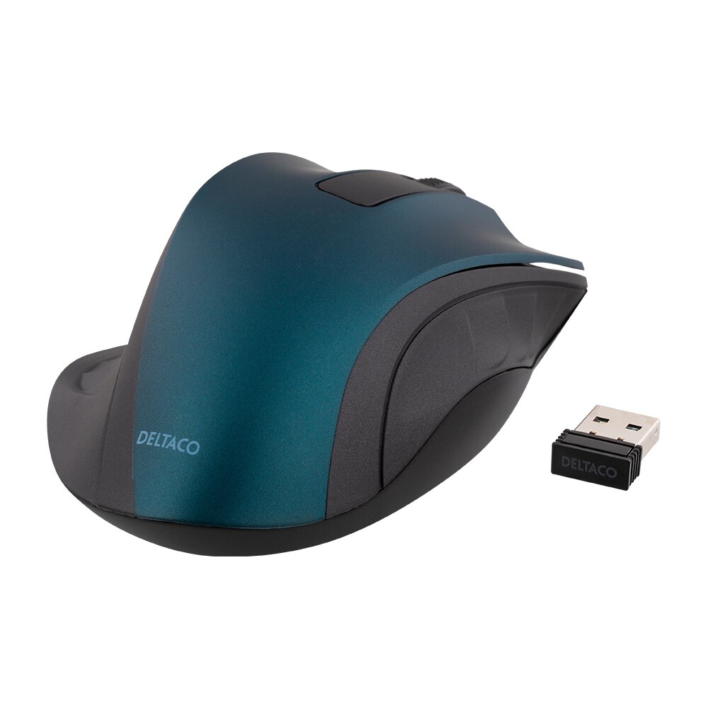 Deltaco Trådlös Ergonomisk Mus - Grön, bild 2