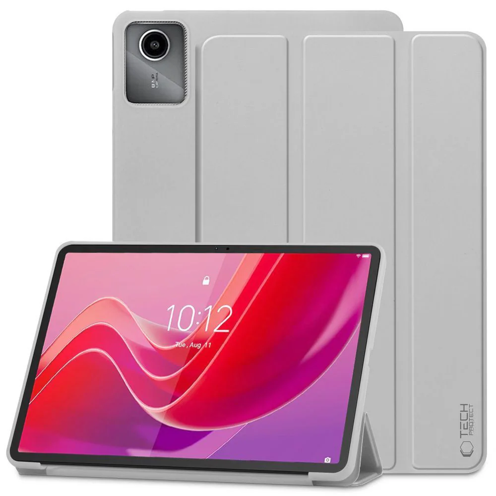 Plånboksfodral/etui för surfplatta Tech-Protect SmartCase Lenovo Tab M11 TB-330 grå