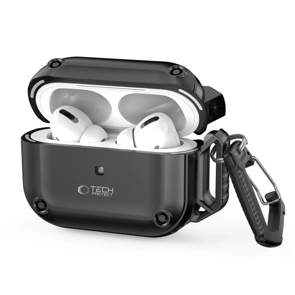 Tech-Protect Rough Hook Fodral med karbinhake för Apple AirPods Pro 1/2 - Svart