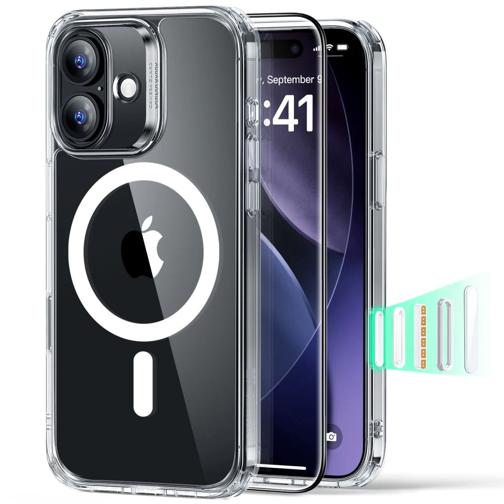 ESR Classic Hybrid MagSafe + härdat glas-set för iPhone 17 – transparent