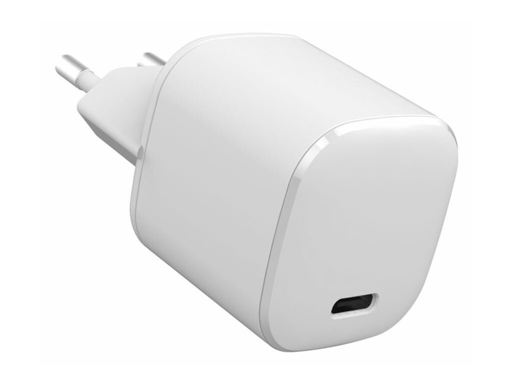 eSTUFF INFINITE - Strömadapter - 100% återvunnen plast - 20 Watt - 3 A - Apple Fast Charge, PD 3.0, QC 3.0 (24 pin USB-C) - vit