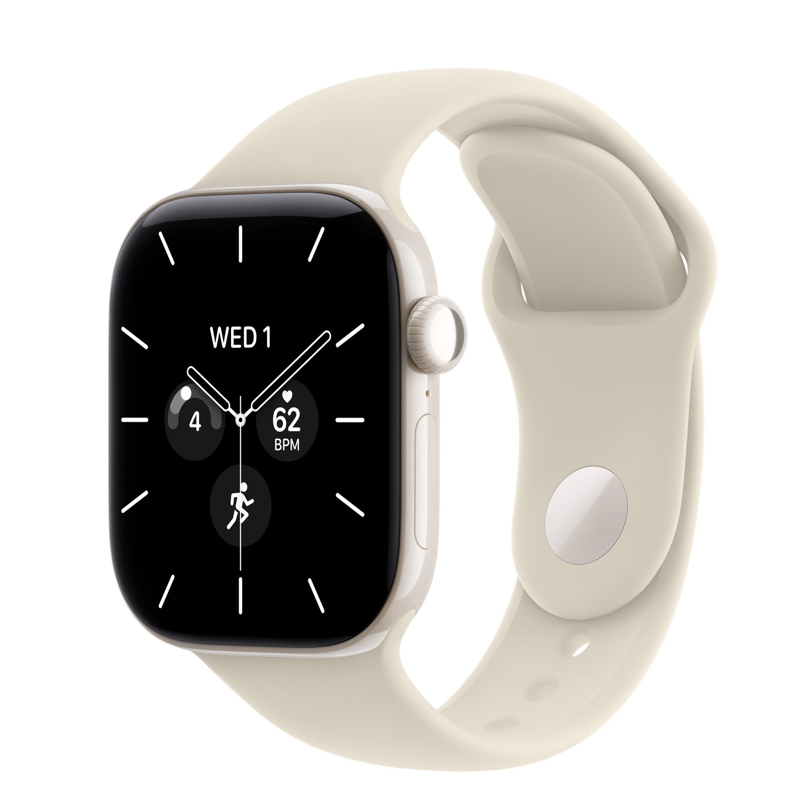Apple Watch Series 12 GPS + Cellular 42 mm pärlvit keramik, sand Sportband - S/M