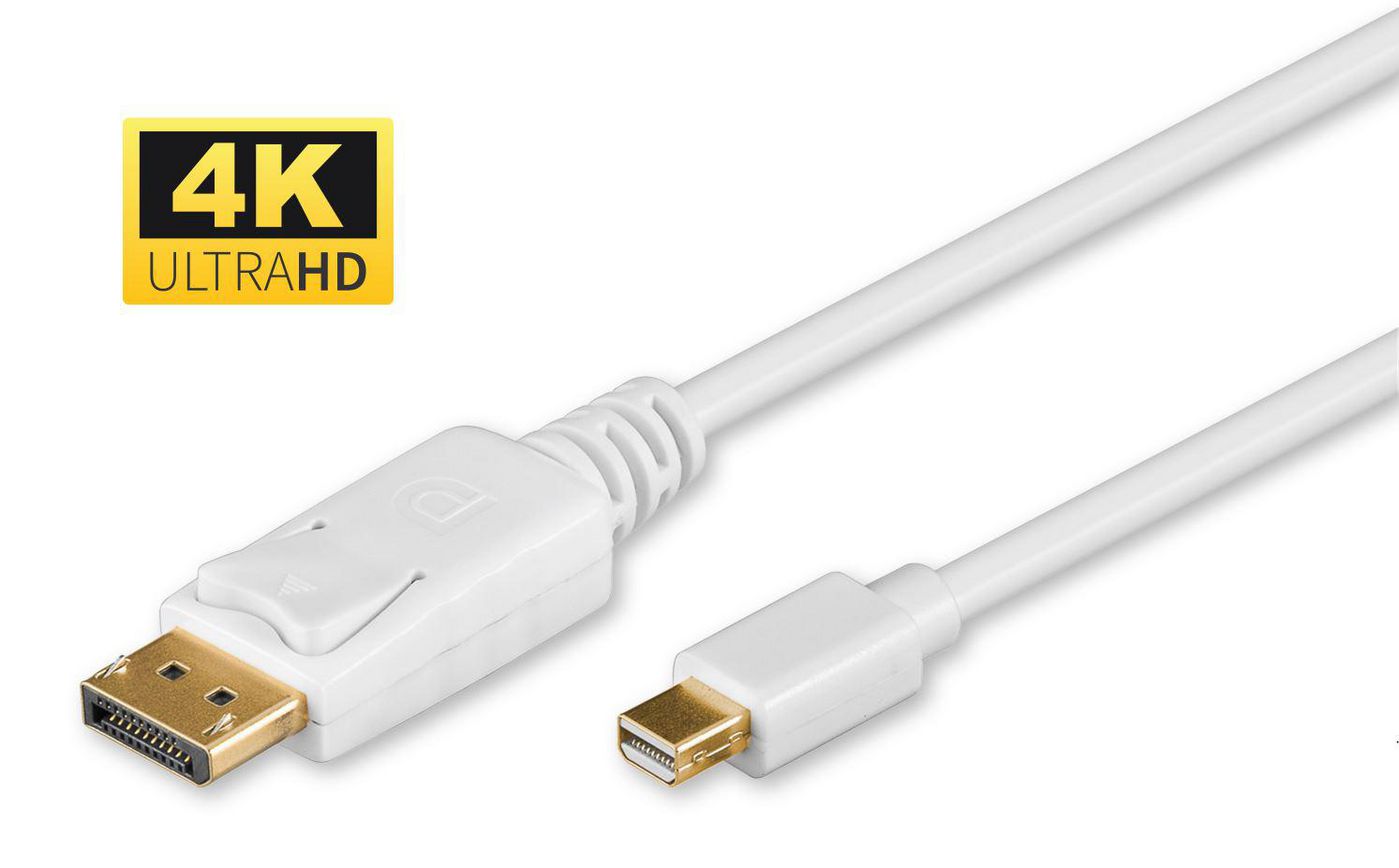 DisplayPort till Mini DisplayPort-kabel, MicroConnect, 4K@60Hz, 2 meter - Vit, bild 2