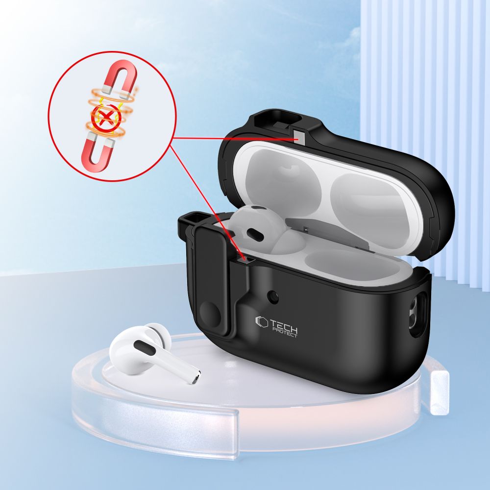 Tech-Protect Slim Hook Fodral med karbinhake till Apple AirPods Pro 1/2 - Svart, bild 4
