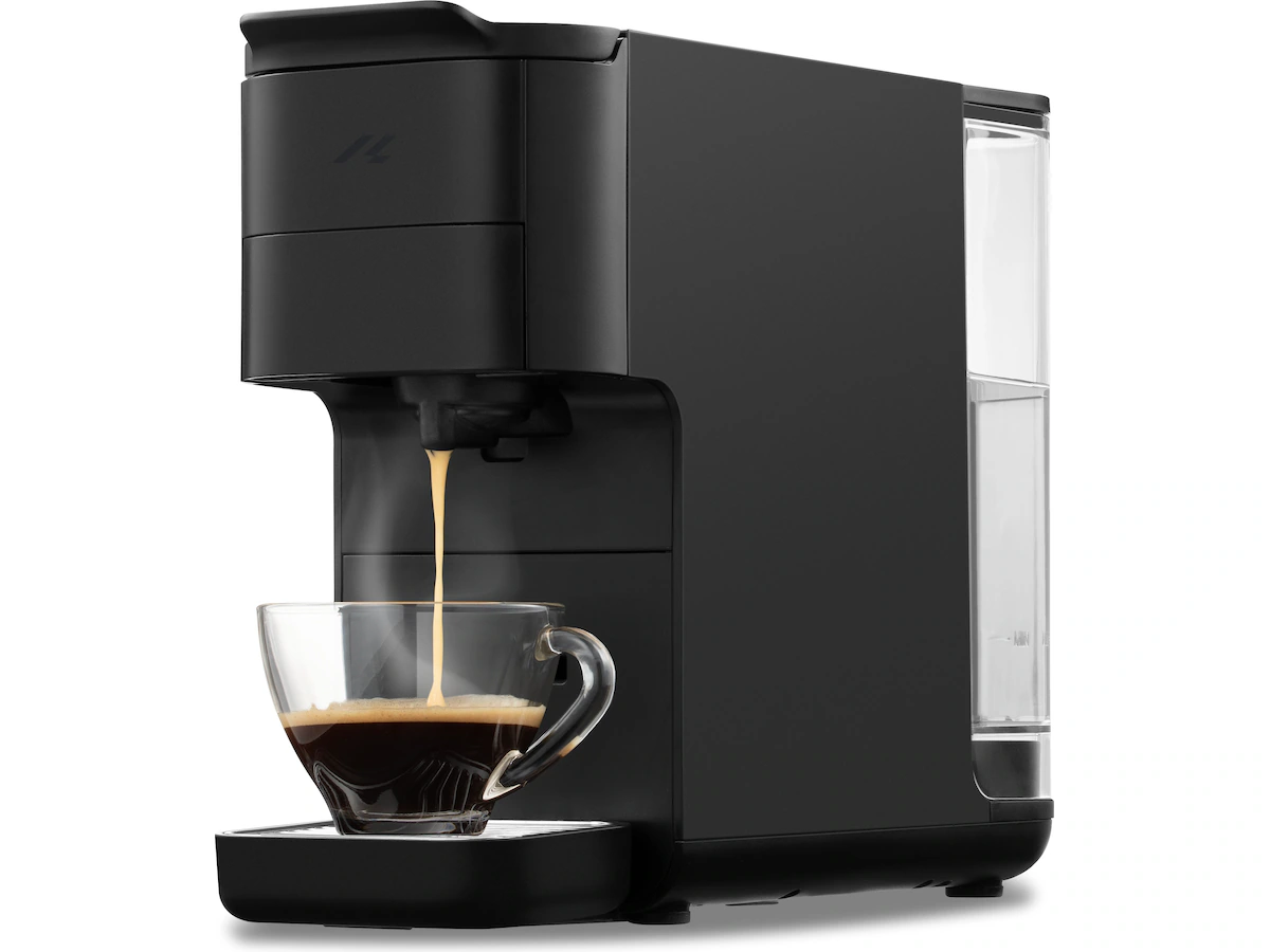 Kapselkaffemaskin med pekskärm kompatibel med Nespresso/Dolce Gusto kapslar, ESE pods & kaffepulver