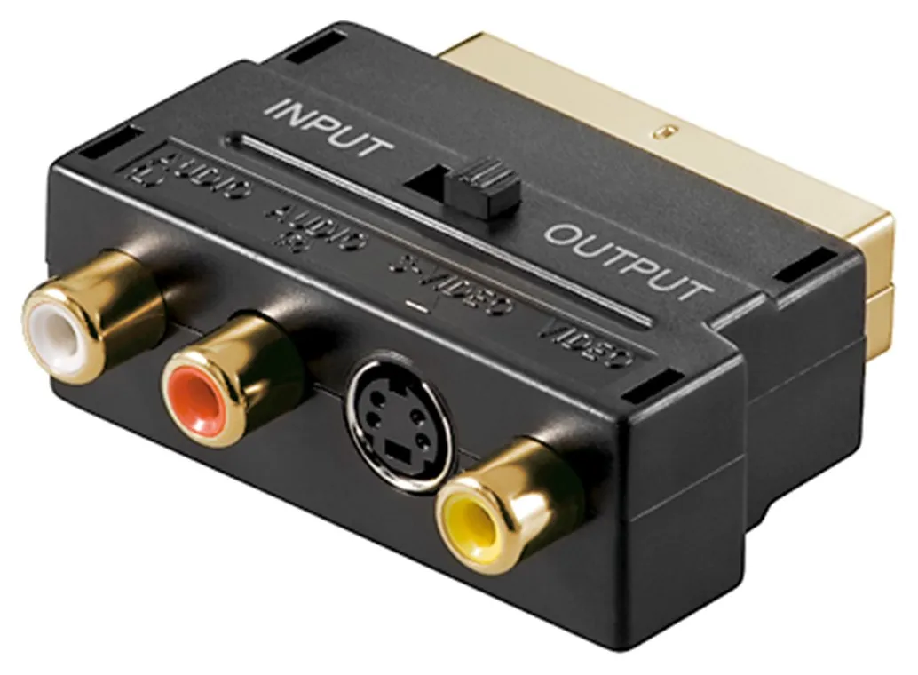 Goobay 50499, SCART, 3x RCA / Mini-DIN 4, Svart