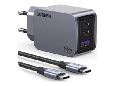 UGREEN Nexode Pro 65W 3-Ports GaN-laddare inklusive 100W USB-C kabel