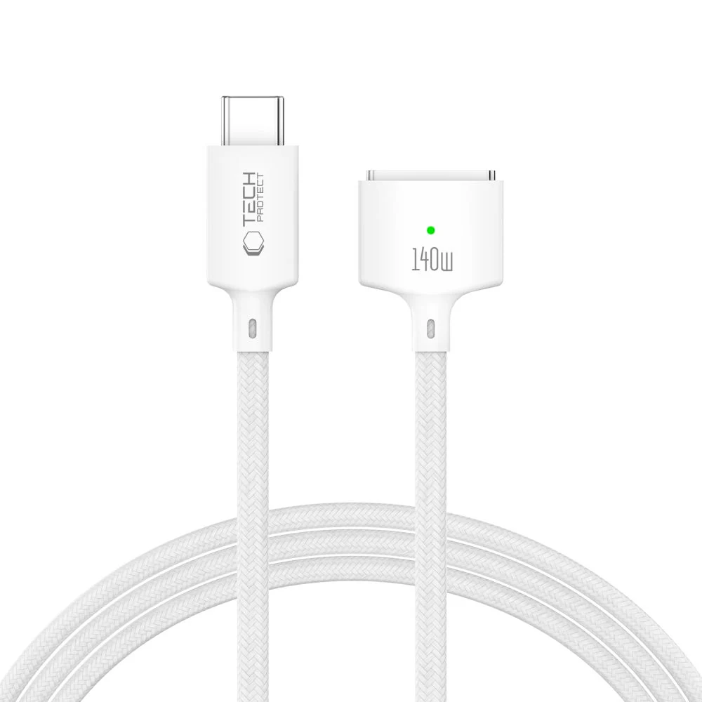 Tech-Protect MMC01 Ultraboost USB-C / USB-C MagSafe 3, 140 W, 200 cm kabel för MacBook – Vit