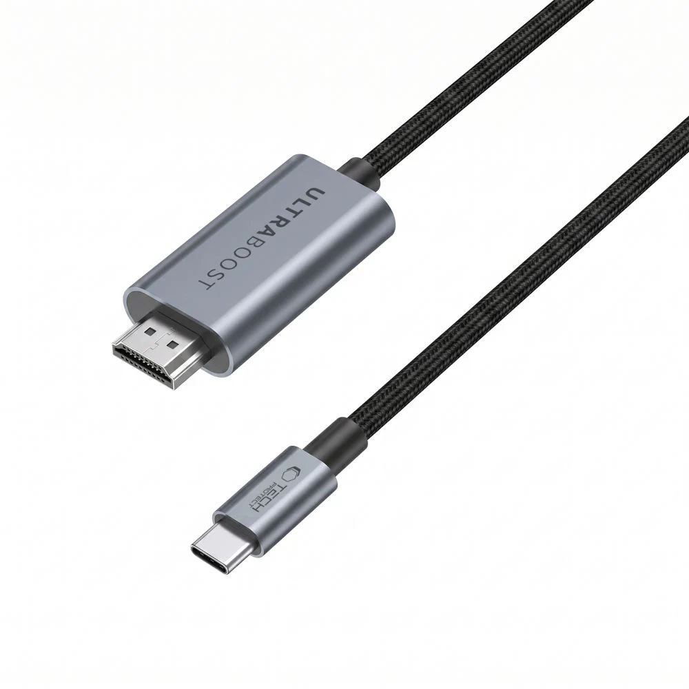 Tech-Protect UltraBoost USB-C HDMI 2.1 60 Hz videokabel 300 cm – grå, bild 4