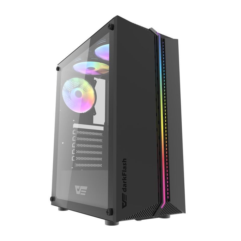 darkFlash DK151, Midi Tower, PC, Svart, ATX, ITX, micro ATX, ABS, Härdat glas, 16 cm