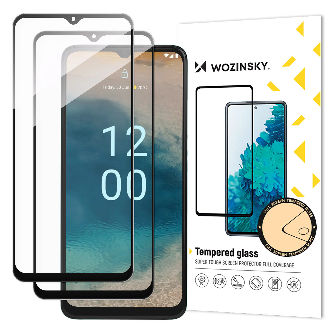 Wozinsky Fullt lim härdat glas 2x härdat glas för Nokia G22 9H Fullskärm Fullt skydd med svart ram