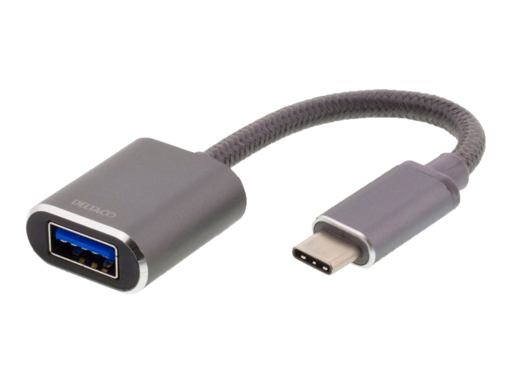Deltaco USB-C till USB-A OTG adapter - Aluminium