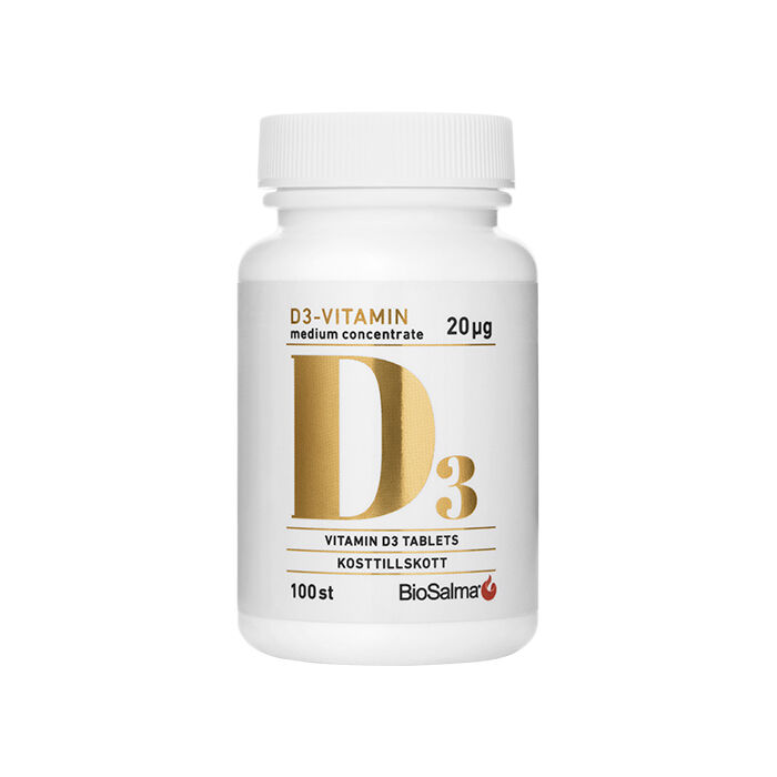 BioSalma D3 vitamin Medium Concentrate 20ug, 100 tabl, bild 2