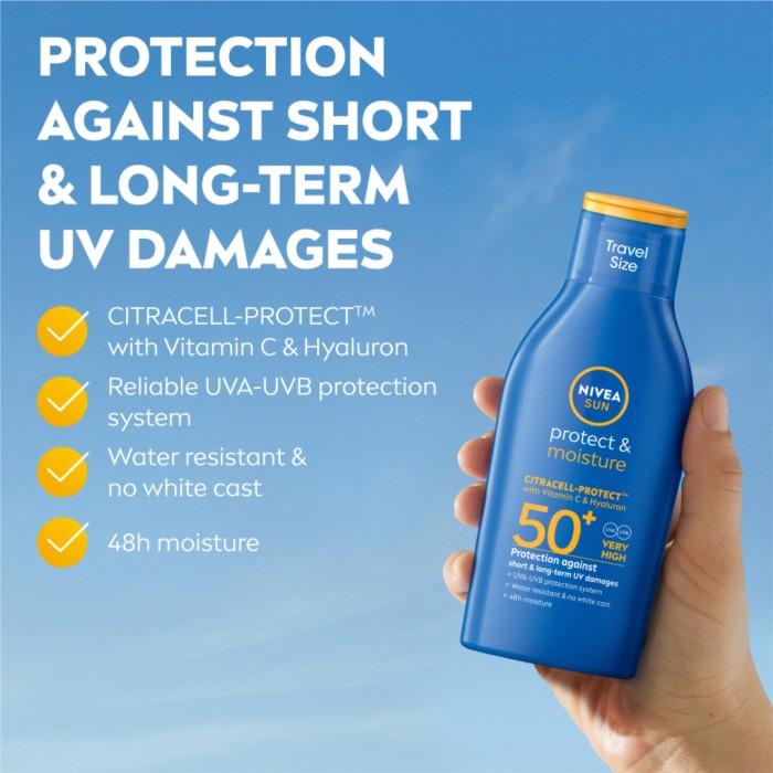NIVEA Protect & Moisture Sun Lotion SPF50+ Travel Size 100 ml, bild 4