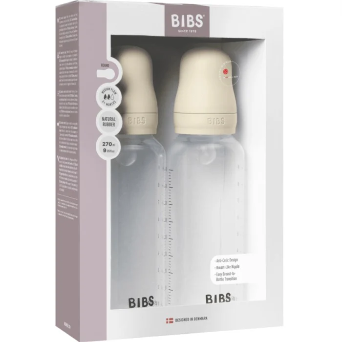 BIBS Baby Bottle 270ml Ivory, 2 st