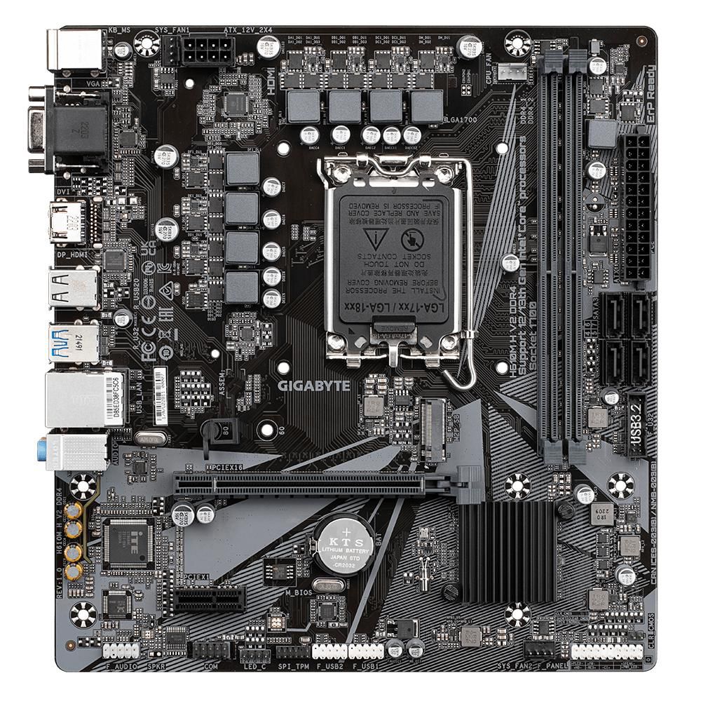 Gigabyte H610M H V2 DDR4, Intel LGA1700, PCI Express, MicroATX, 2xDDR4, M.2 + SATA3, VGA/HDMI, USB 3.2, GigaLAN, bild 3