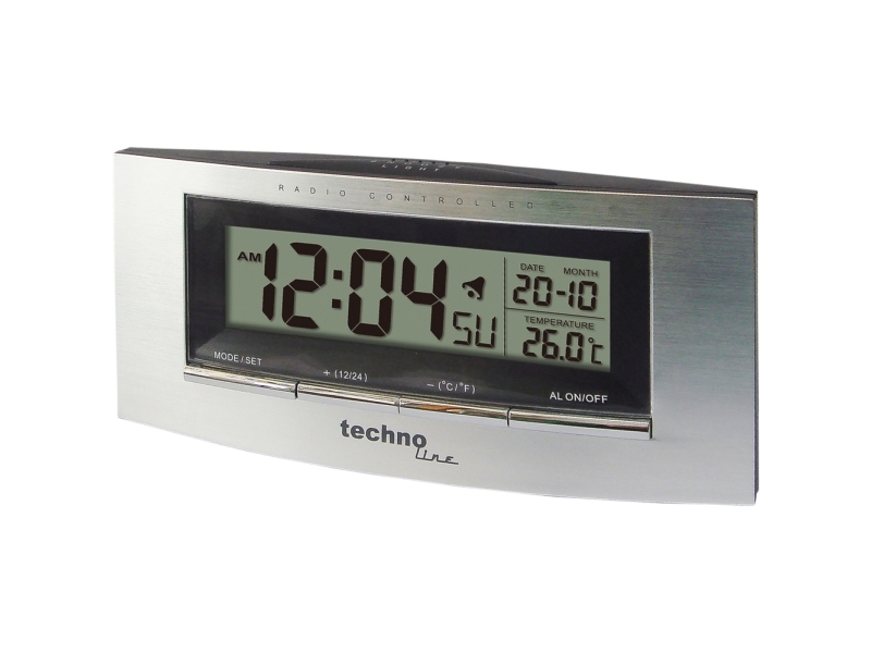 Technoline WT182, Digital väckarklocka, Rektangel, Silver, 12/24h, F, °C, LCD