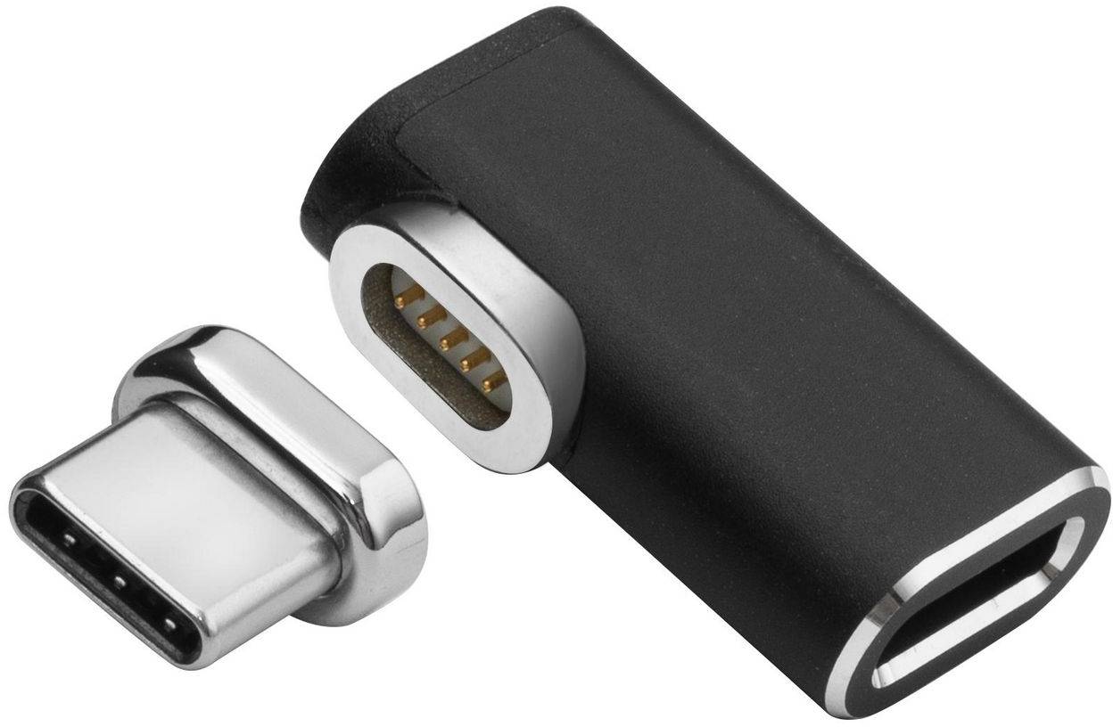 Adapter MicroConnect Magnetic USB-C hane till USB-C hona, Gen.2, 100W, vinklad, bild 3